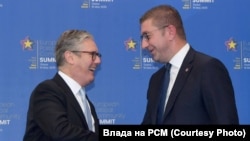 Британскиот премиер Кир Стармер и македонскиот премиер Христијан Мицкоски, Тирана 16 мај 2025