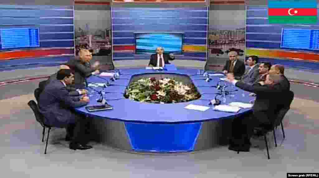 Azerbaijan's televised presidential debates have been chaotic, with marginal pro-regime candidates using their air time to hurl epithets -- and the occasional water bottle -- at Hasanli. Aliyev has not appeared at any of the debates, using members of his ruling Yeni Azerbaycan Party to speak on his behalf.