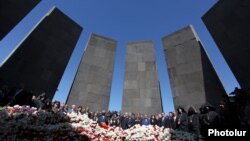 The 2014 ceremony at Yerevan's Tsitsernakabert genocide memorial marking the 99th anniversary of the Armenian killings.