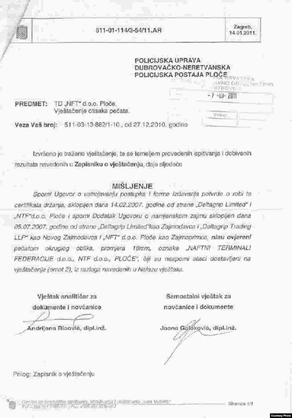 Vještačenje pečeta u forenzičkom instutu Ministarstva unutarnji poslova Hrvatske.