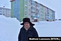 Igor Krutko, one of the few remaining residents in the village of Komsomolsky.