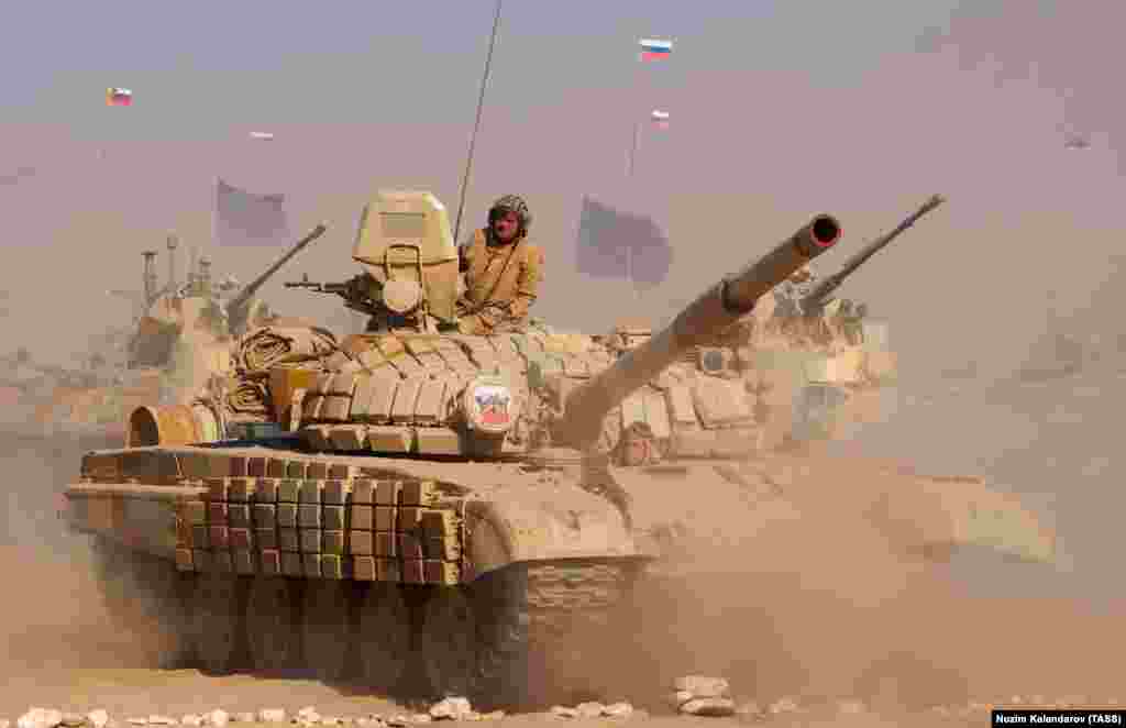An estimated 2,500 servicemen (including 1,800 Russian servicemen, as seen here) with around 500 pieces of military hardware took part in the exercises, which ran from August 5 to August 10. 